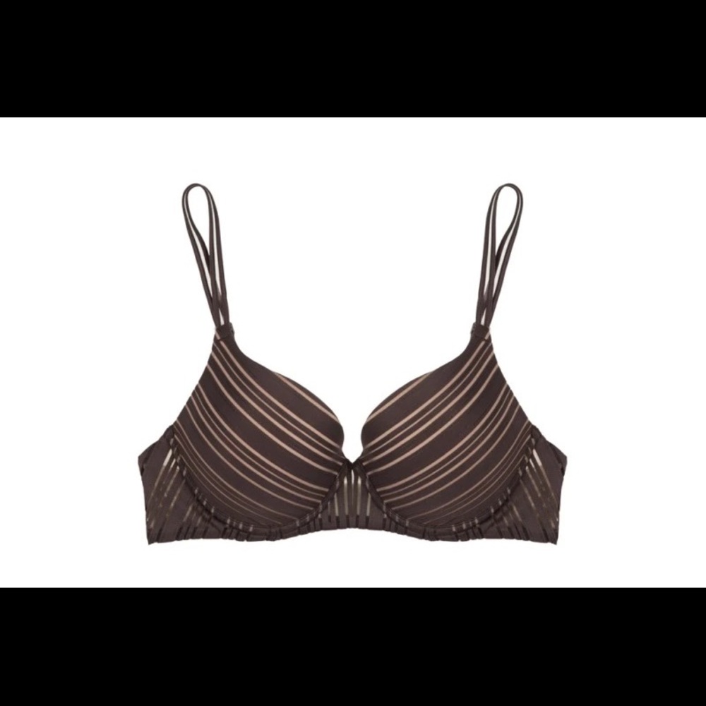True & Co “She Walks in Beauty + Light” Universe bra in black stripe (32D)